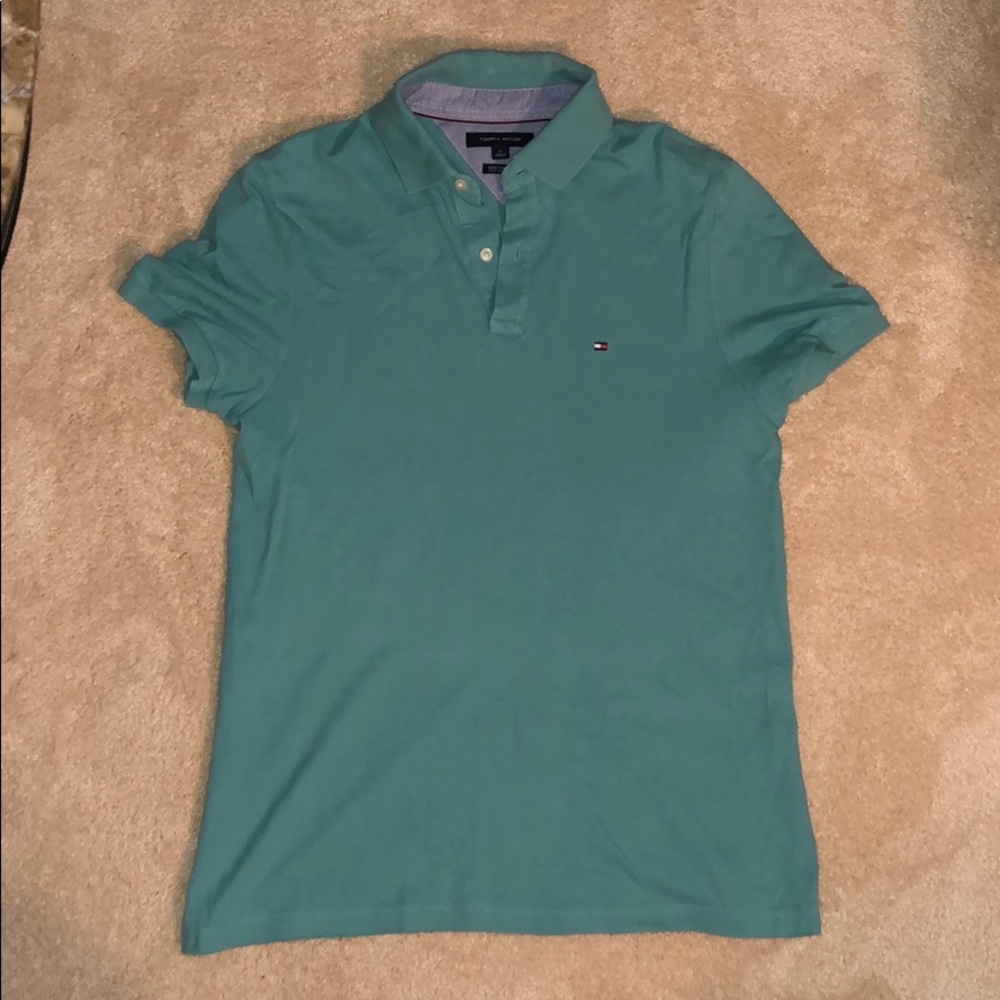 Tommy Hilfiger green polo shirt.